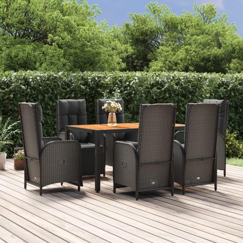 vidaXL 7-delige Tuinset met kussens poly rattan zwart, Tuin en Terras, Tuinsets en Loungesets, Tuinset, Nieuw, Rotan, Verzenden