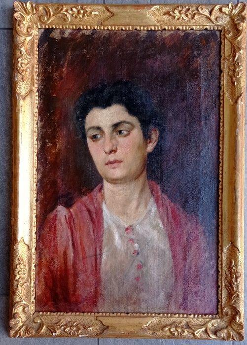 Cesare Laurenti (1854–1936) - Ritratto popolana, Antiek en Kunst, Kunst | Schilderijen | Klassiek