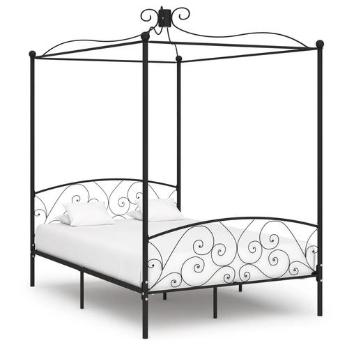 vidaXL Hemelbedframe metaal zwart 120x200 cm, Huis en Inrichting, Slaapkamer | Bedden, 120 cm, 200 cm, Zwart, Twijfelaar, Nieuw