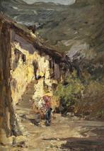 Giuseppe Buscaglione (1868-1928) - Paesaggio montano con, Antiek en Kunst, Kunst | Schilderijen | Klassiek