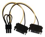 PCIe 6-pins (m) - 2x SATA 15-pins (m), Nieuw, Ophalen of Verzenden