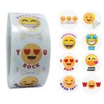 500 Stickers Op Rol - 2.5cm - Emoji Tekst 1 -, Verzenden, Nieuw