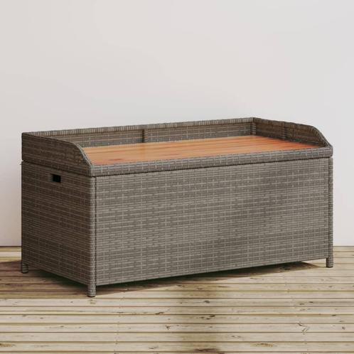 vidaXL Opbergbank 100x50x52 cm poly rattan en acaciahout, Tuin en Terras, Tuinbanken, Nieuw, Rotan, Verzenden