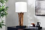 Design tafellamp PERIFERE 60cm natuurlijk wit rond teakhout, Huis en Inrichting, Lampen | Tafellampen, Nieuw, Ophalen of Verzenden