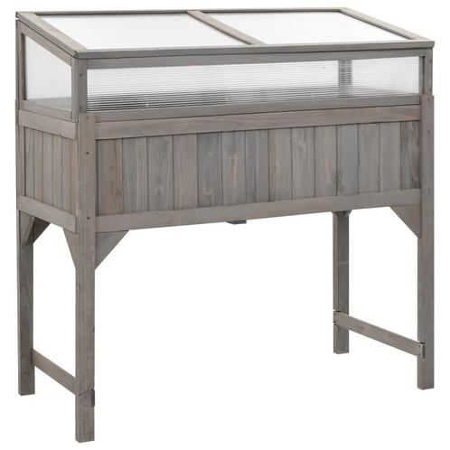 vidaXL Plantenbak verhoogd met kas 110x54x120 cm massief, Tuin en Terras, Bloembakken en Plantenbakken, 100 cm of meer, Nieuw