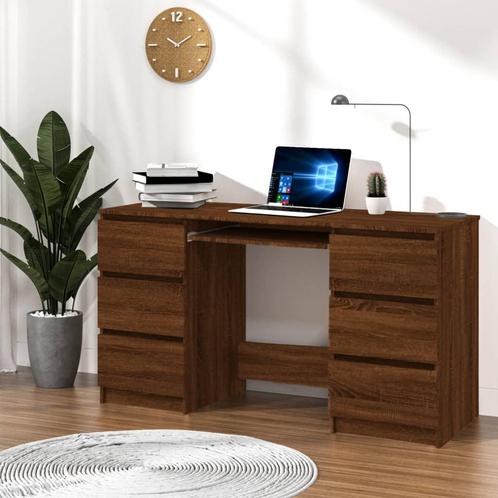 vidaXL Bureau 140x50x77 cm bewerkt hout bruin eikenkleur, Huis en Inrichting, Bureaus, Nieuw, Verzenden