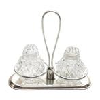 Peper en zoutstel - verzilverd met loodkristallen vaatjes