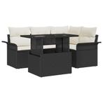 vidaXL 5-delige tuinsofaset met kussens in zwart poly rattan, Verzenden, Nieuw, Rotan