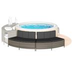 vidaXL Hottub-bankjes met kussens 2 st poly rattan grijs, Verzenden, Nieuw