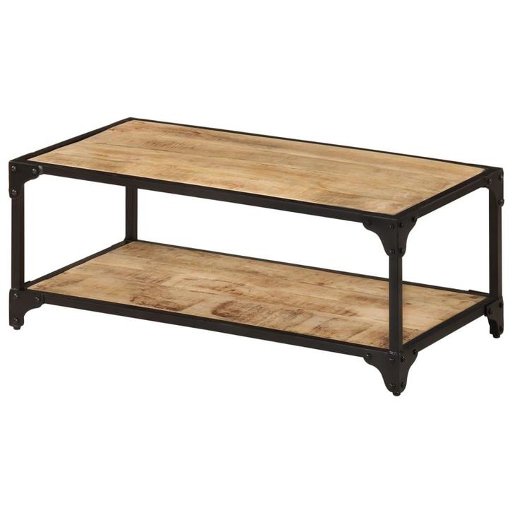 vidaXL Salontafel 90x45x35 cm massief ruw mangohout, Huis en Inrichting, Tafels | Salontafels, 50 tot 100 cm, Nieuw, Overige houtsoorten