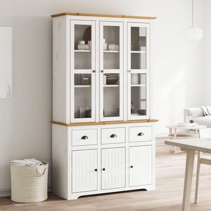 vidaXL buffetkast BODO 115,5x43x200,5 cm grenenhout wit en, Huis en Inrichting, Kasten | Buffetkasten, Minder dan 25 cm, Nieuw