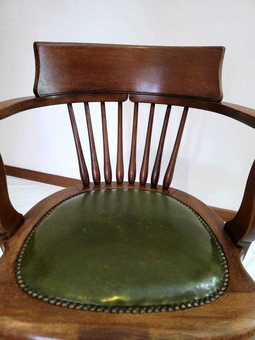 Stoel - Hout, leer, gietijzer - Engelse kantoorstoel, Antiek en Kunst, Curiosa en Brocante