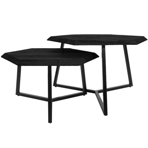 Salontafel Kiara - Set van 2 - Achthoekige tafeltjes - Zwart, Huis en Inrichting, Tafels | Salontafels, Nieuw, Verzenden