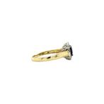 Gouden ring met saffier en diamant 14 krt, Nieuw, Ophalen of Verzenden