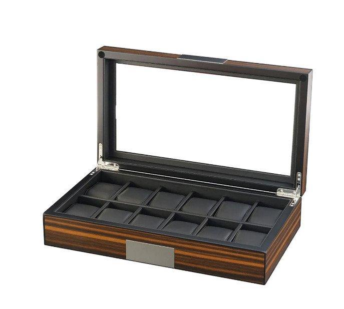 Prestige - Sieradendoos - Ebbenhouten horlogedoos met fineer, Antiek en Kunst, Curiosa en Brocante