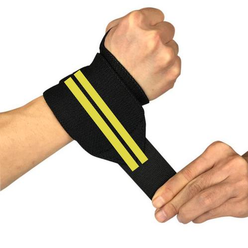 Fitness / Crossfit Polsband - 2 stuks - Geel / Zwart -, Sport en Fitness, Overige Sport en Fitness, Nieuw, Verzenden