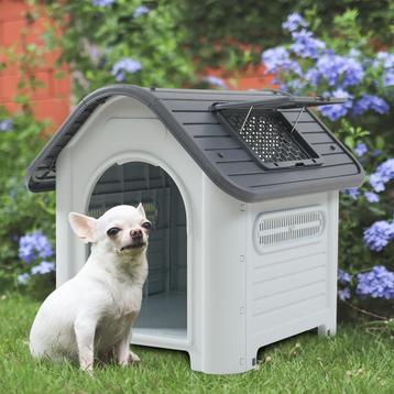 Hondenhok hondenhuis PVC 87x72x75,5 cm grijs en zwart beschikbaar voor biedingen