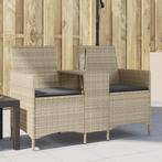 vidaXL Tuinbank 2-zits met tafel en kussens poly rattan, Tuin en Terras, Tuinsets en Loungesets, Verzenden, Nieuw, Rotan