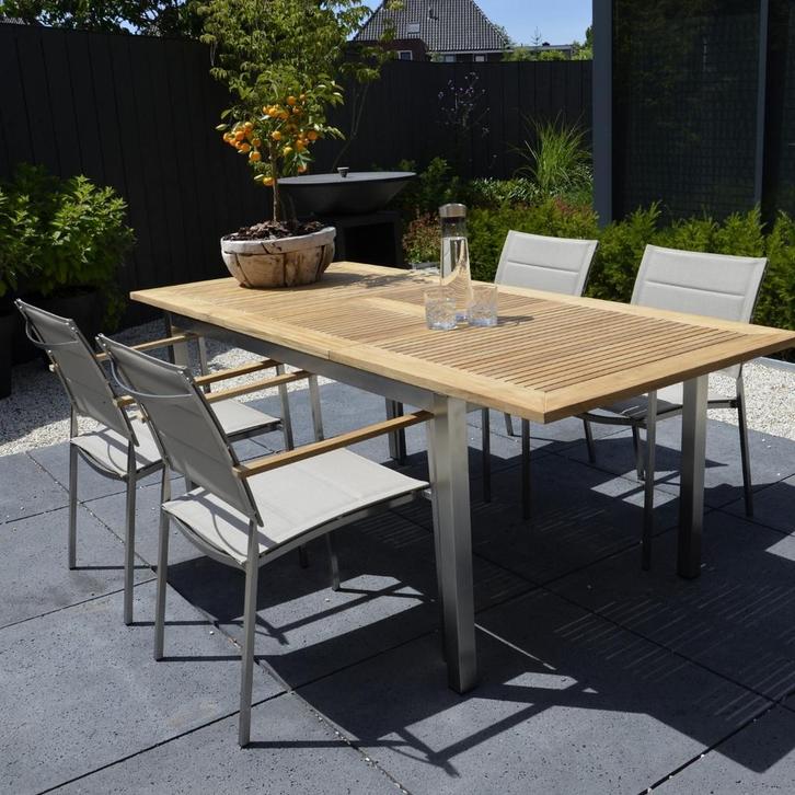 Tuintafel Marmaris RVS Uitschuifbaar, Huis en Inrichting, Stoelen, Nieuw, Ophalen of Verzenden