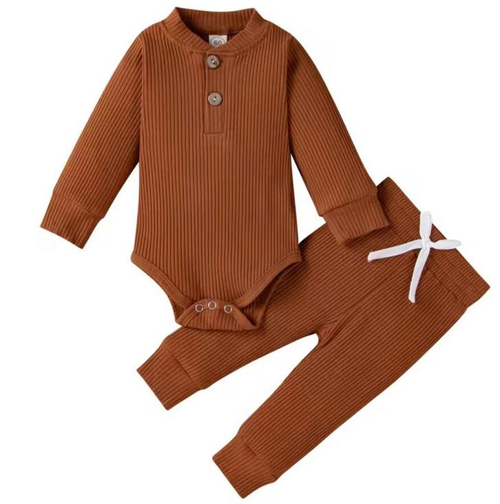 2-delig baby pakje met broek en romper in 3 kleuren, Kinderen en Baby's, Babykleding | Maat 62, Pakje, Jongetje of Meisje, Nieuw