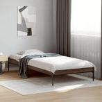 vidaXL Bedframe bewerkt hout en metaal bruin eikenkleurig, Huis en Inrichting, 90 cm, Eenpersoons, Bruin, Verzenden