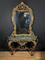 Wandtafel - Hout, Marmer - Consolle Barocchetta, Antiek en Kunst