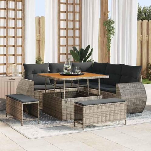 vidaXL Tuin Sofa Set met kussen 8 pcs Grijs 100 x 100 x 71, Tuin en Terras, Tuinsets en Loungesets, Nieuw, Rotan, Verzenden