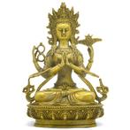 Een vergulde bronzen figuur van Amitayus Boeddha, uit een