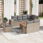 vidaXL 9-delige Loungeset met kussens poly rattan beige, Tuin en Terras, Tuinsets en Loungesets, Verzenden, Nieuw, Rotan, Loungeset