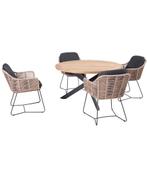 Belmond Prado dining tuinset 130 cm rond 5 delig naturel, Tuin en Terras, Tuinsets en Loungesets, Ophalen of Verzenden, Nieuw