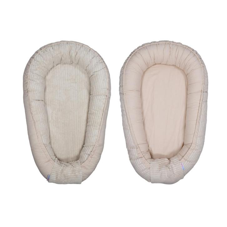 MamaLoes Velours Rib Beige Omkeerbaar Babynest ML020121, Kinderen en Baby's, Kinderkamer | Beddengoed, Nieuw, Verzenden