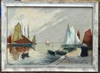 Franse school (XX) - Havengezicht, Antiek en Kunst, Kunst | Schilderijen | Klassiek