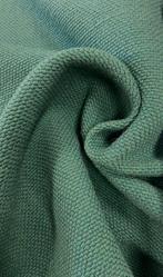 Dikker geweven stof van linnen en katoen in donker zeegroen, Antiek en Kunst, Antiek | Kleden en Textiel
