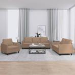 vidaXL 3-delige Loungeset met kussens kunstleer cappuccino, Huis en Inrichting, Banken | Bankstellen, Verzenden, Nieuw, Leer, 200 tot 250 cm