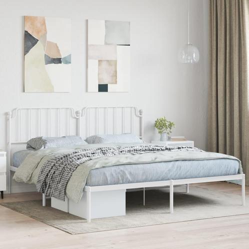 vidaXL Bedframe met hoofdbord metaal wit 160x200 cm, Huis en Inrichting, Slaapkamer | Bedden, 160 cm, 200 cm, Wit, Tweepersoons