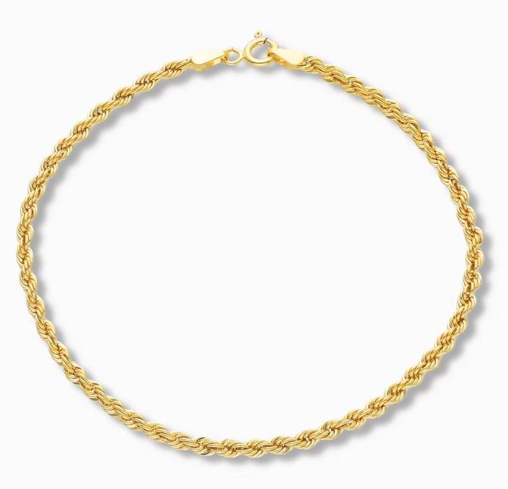 Gouden Koord armband 2,5mm 14K, Sieraden, Tassen en Uiterlijk, Armbanden, Goud, Nieuw, Goud, Verzenden