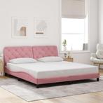 vidaXL Bedframe met hoofdeinde fluweel roze 180x200 cm, Eenpersoons, Verzenden, Nieuw, 80 cm