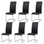 vidaXL Eetkamerstoelen 6 st kunstleer zwart, Verzenden, Nieuw, Zwart