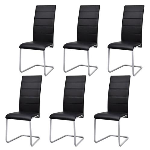 vidaXL Eetkamerstoelen 6 st kunstleer zwart, Huis en Inrichting, Stoelen, Zwart, Nieuw, Verzenden