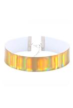 Choker Goud Iridescent Holografische Ketting Halsband Collar, Kunststof, Verstelbaar, Nieuw, Ophalen of Verzenden