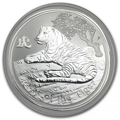 Lunar II - Year of the Tiger - 1 oz 2010 (300.000 oplage), Postzegels en Munten, Munten | Oceanië, Losse munt, Zilver, Verzenden