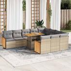 vidaXL 11-delige Tuinset met kussens poly rattan acacia, Verzenden, Nieuw, Rotan, Tuinset