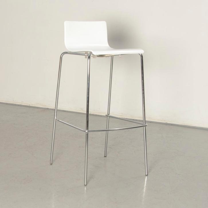 Sintesi designbarkruk, wit, 4-poot onderstel, Huis en Inrichting, Bureaustoelen, Ophalen of Verzenden