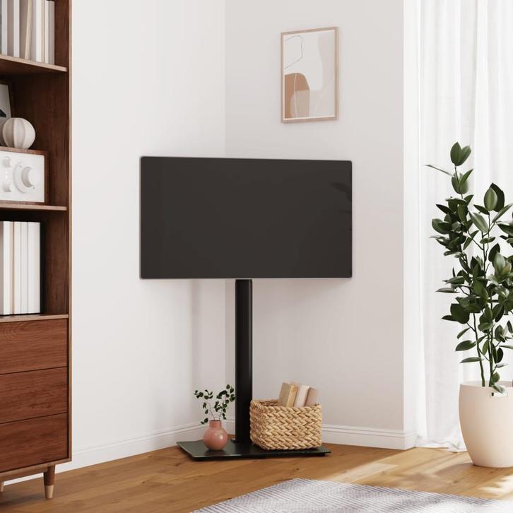 vidaXL Tv-standaard hoekmodel 1-laags voor 32-65 inch zwart, Audio, Tv en Foto, Televisie-accessoires, Nieuw, Verzenden