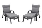 Azoren loungestoelen verstelbaar + voetenbanken - Antraciet, Verzenden, Nieuw, Overige materialen, Loungeset