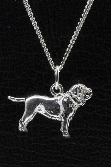 Zilveren Mastino Napolitano oren ongecoupeerd ketting han..., Sieraden, Tassen en Uiterlijk, Kettinghangers, Verzenden