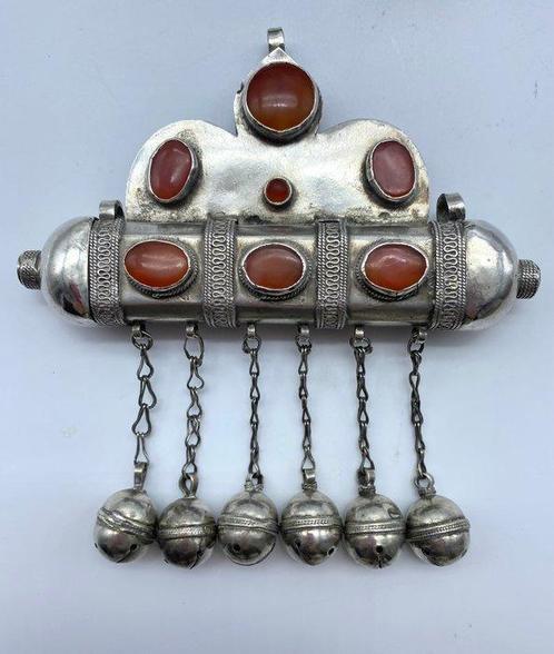 Zilver - Amulet - Corneliaans antiek Tumar, Antiek en Kunst, Kunst | Niet-Westerse kunst