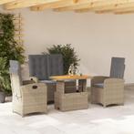 vidaXL 4-delige Tuinset met kussens poly rattan beige, Tuin en Terras, 4 zitplaatsen, Nieuw, Tuinset, Verzenden