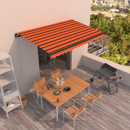 vidaXL Luifel handmatig uittrekbaar 450x350 cm oranje en, Tuin en Terras, Zonneschermen, Nieuw, Verzenden