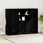 vidaXL Highboard Zwart Eiken 132 x 35,5 x 103,5 cm Bewerkt, Huis en Inrichting, Minder dan 50 cm, Verzenden, 100 tot 150 cm, Nieuw